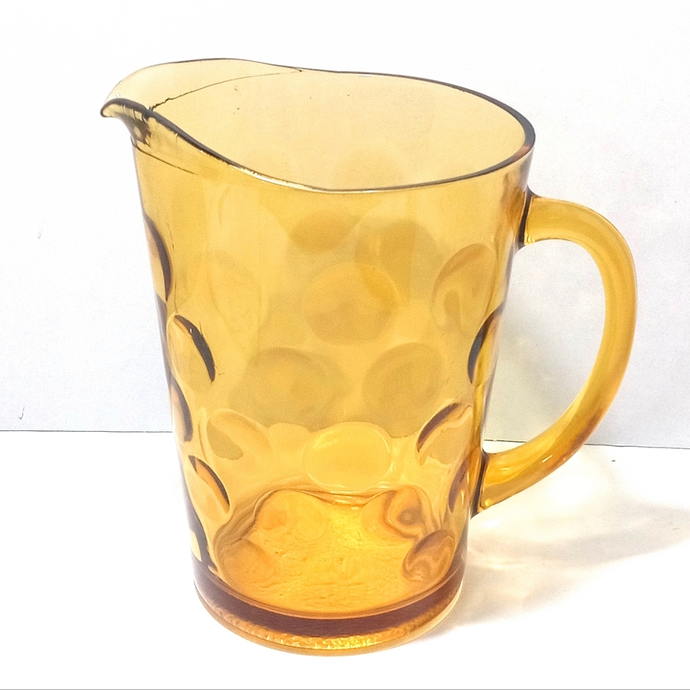 Vintage Hazel Atlas Amber Glass Thumbprint EL DORADO Heavy 2 Quart
